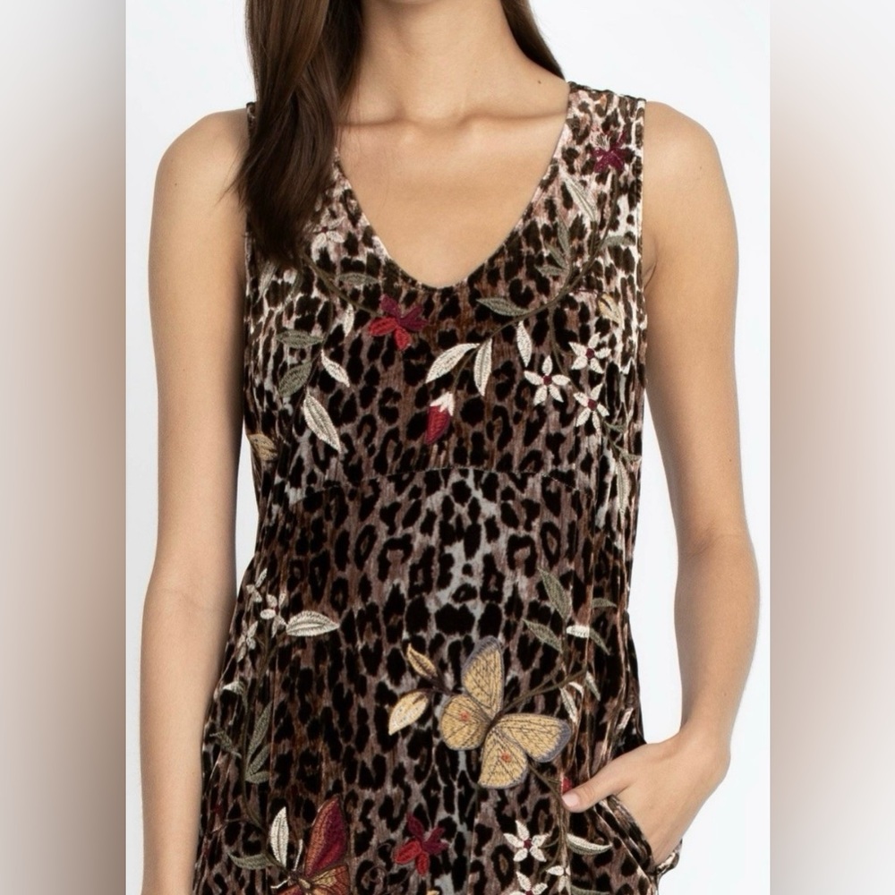 Johnny Was Penelope Maxi/Midi Brown Leopard Print Dress - Picture 3 of 6